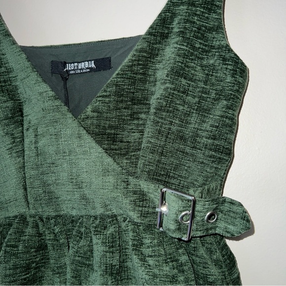 Disturbia Mini Sleeveless Dress Green Women's US 2 UK 6 Soft Velvet Feel New - Picture 5 of 9